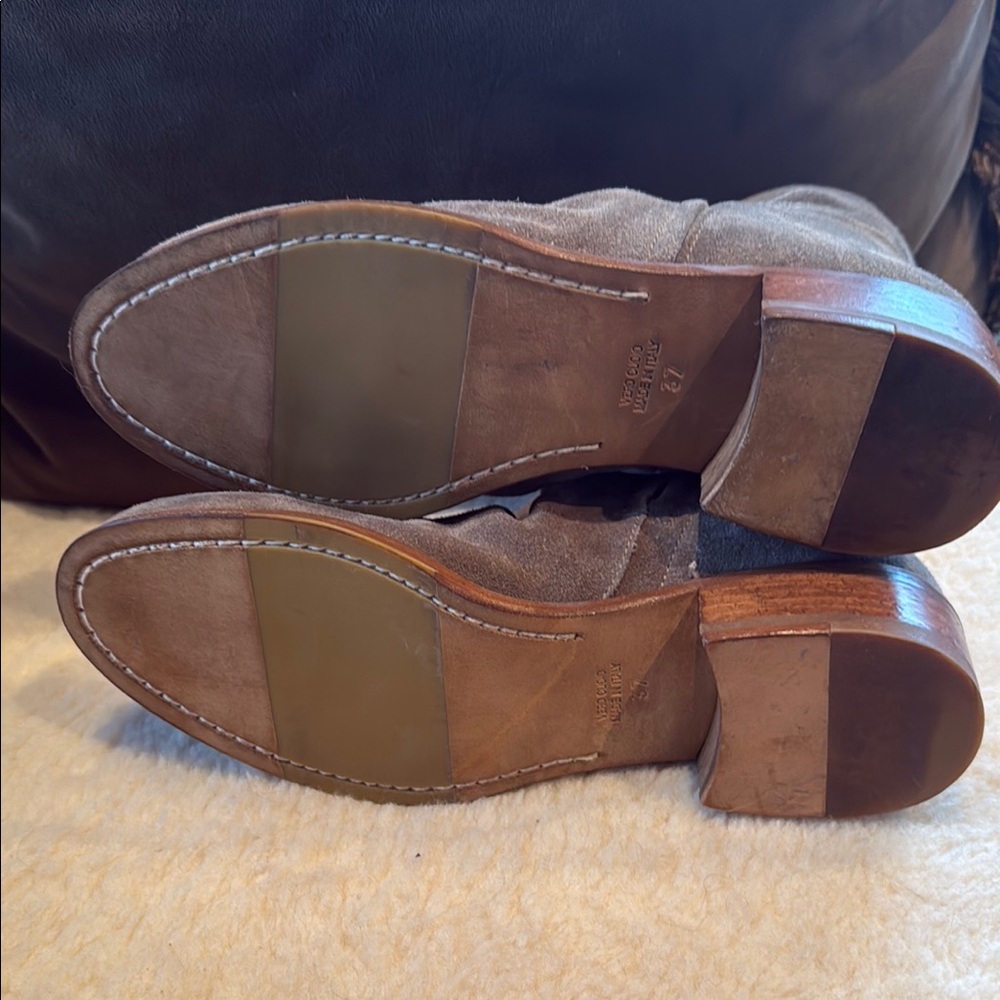 Like new Sundance Italian Suede zip up Slouch Boots with wooden heel and sole - Picture 11 of 16